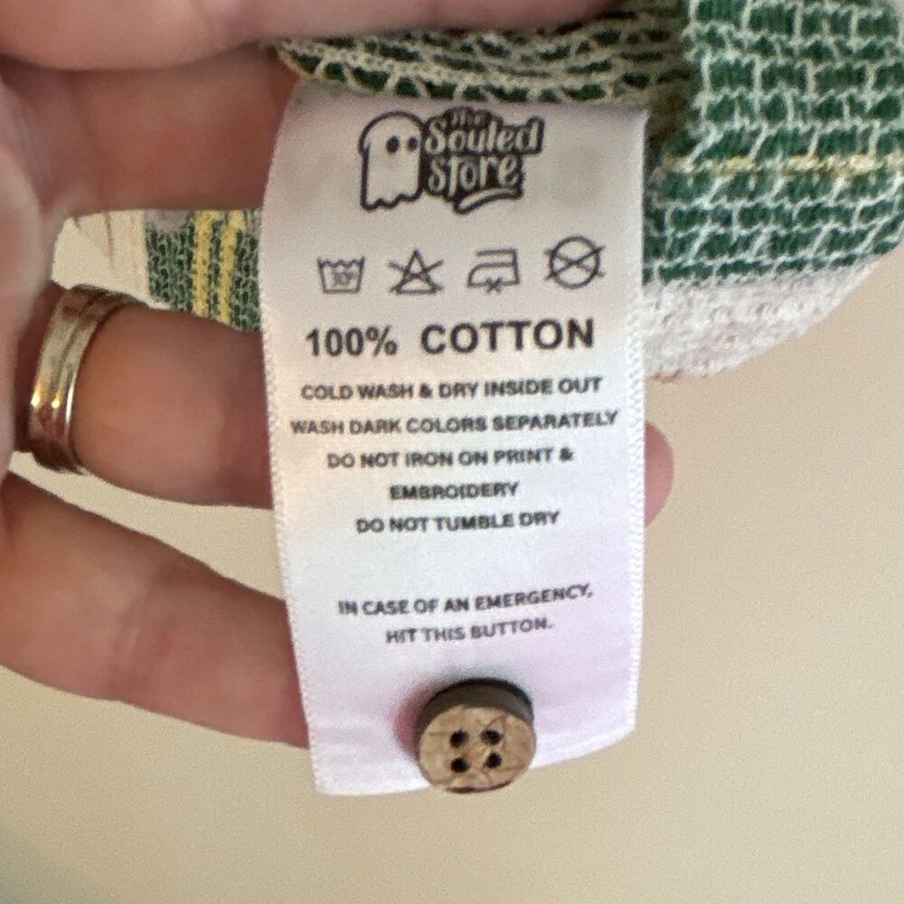 The Souled Store Men's M Striped Button-Up Shirt Green Cotton Short Sleeve - Picture 6 of 7